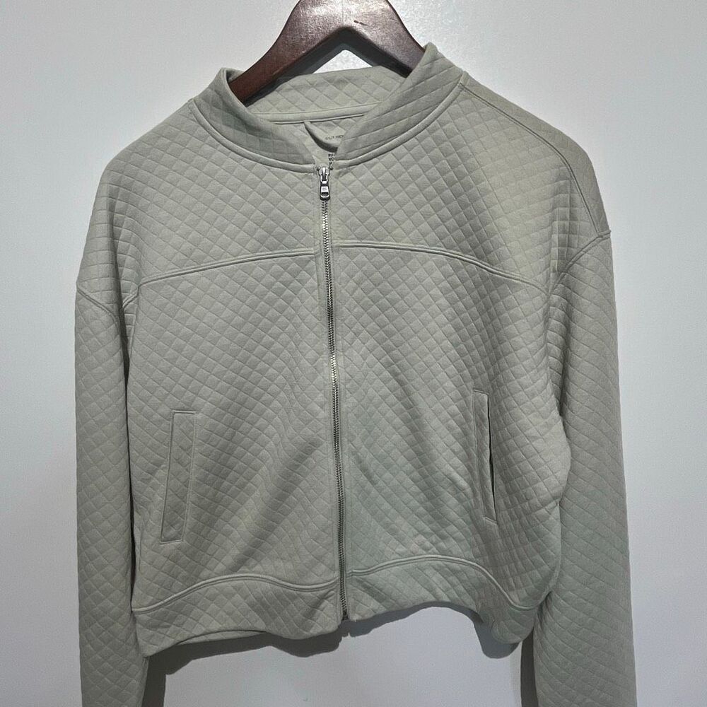 Gilly Hicks Womens Quilted Full Zip Bomber Jacket Sage Green NWT Medium 346-460
